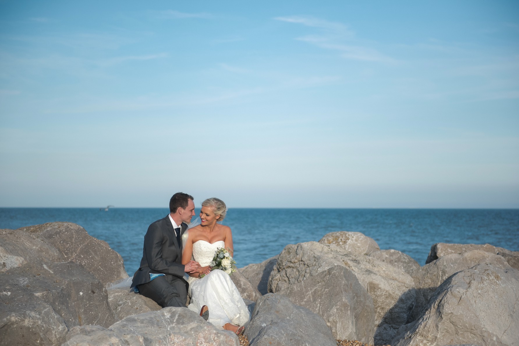 Wedding photography - Hythe beach wedding - bride and groom